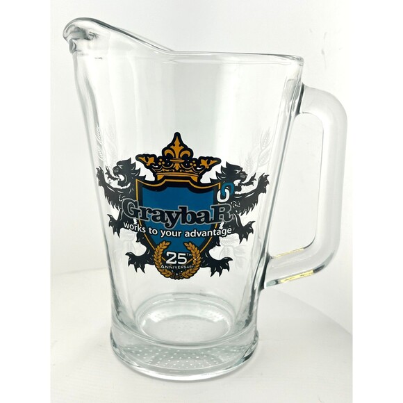 Vtg GraybaR Electric Glass Beer Pitcher Shield Coat of Arms 25th Anniversary - Picture 6 of 10